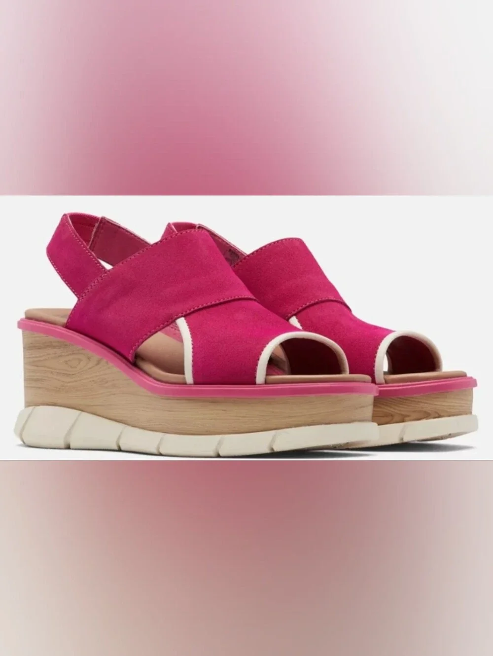 Sorel Joanie III Slingback 'Fuchsia Fizz/Chalk' Wedge Sandals Size 6.5 New